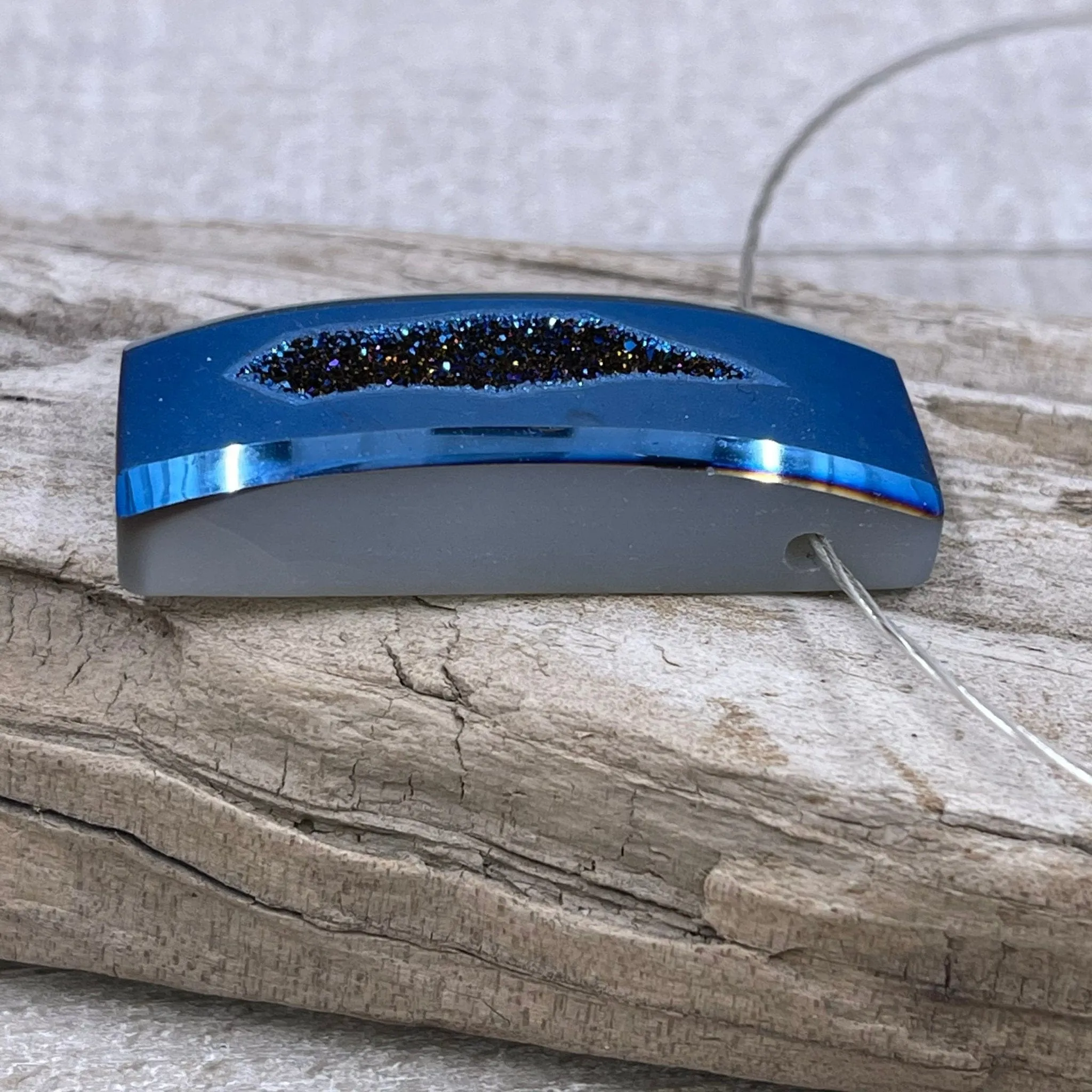 Stunning Colbalt Blue Drusy Bar Necklace