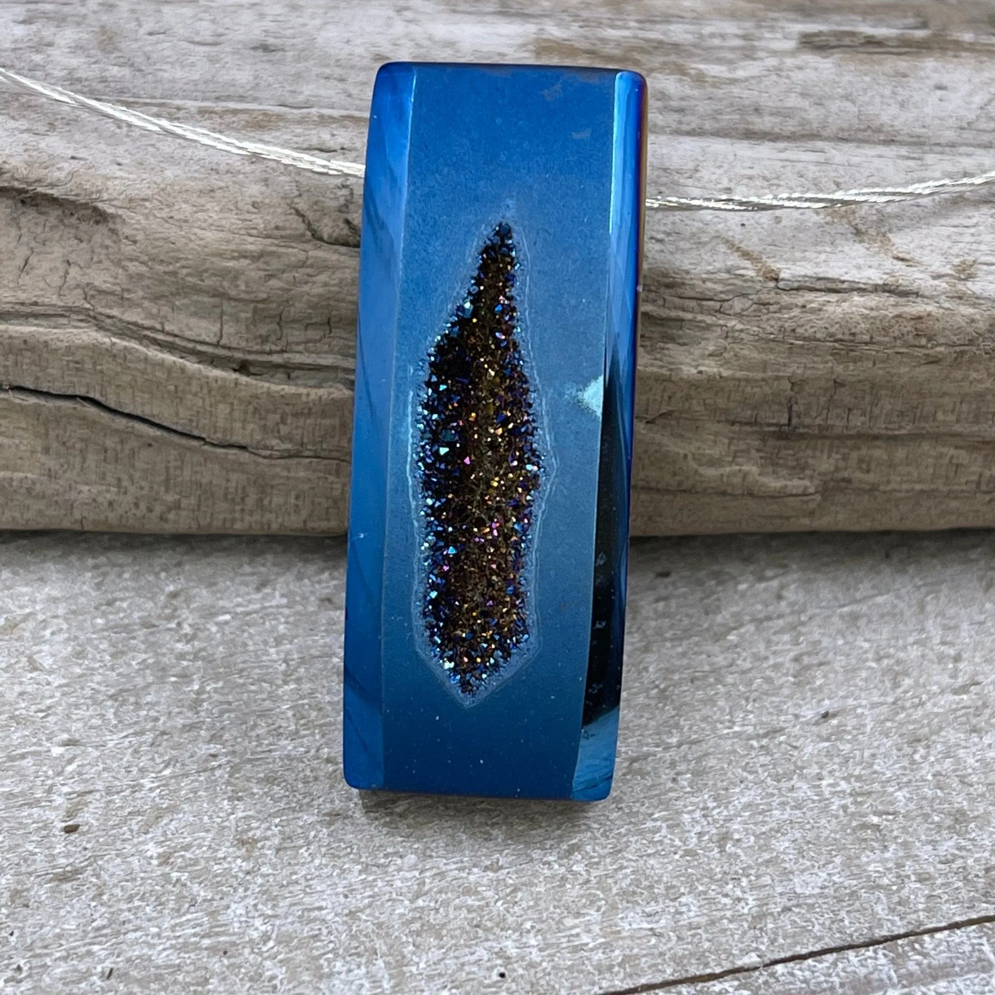 Stunning Colbalt Blue Drusy Bar Necklace