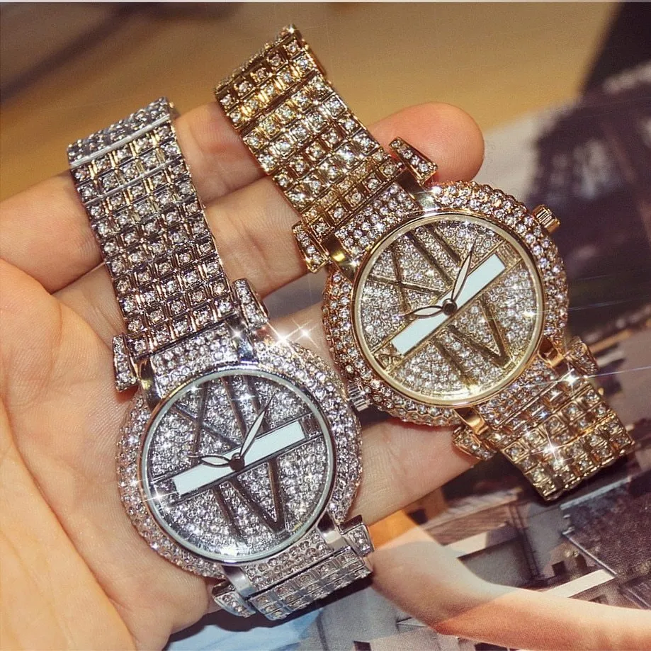 Stylish Women’s Diamond Watch – Stainless Steel Band