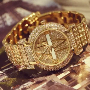 Stylish Women’s Diamond Watch – Stainless Steel Band