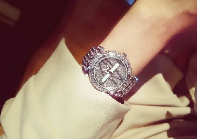 Stylish Women’s Diamond Watch – Stainless Steel Band