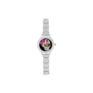 Sugar Skull With Pink Bow Women's Italian Charm Watch
