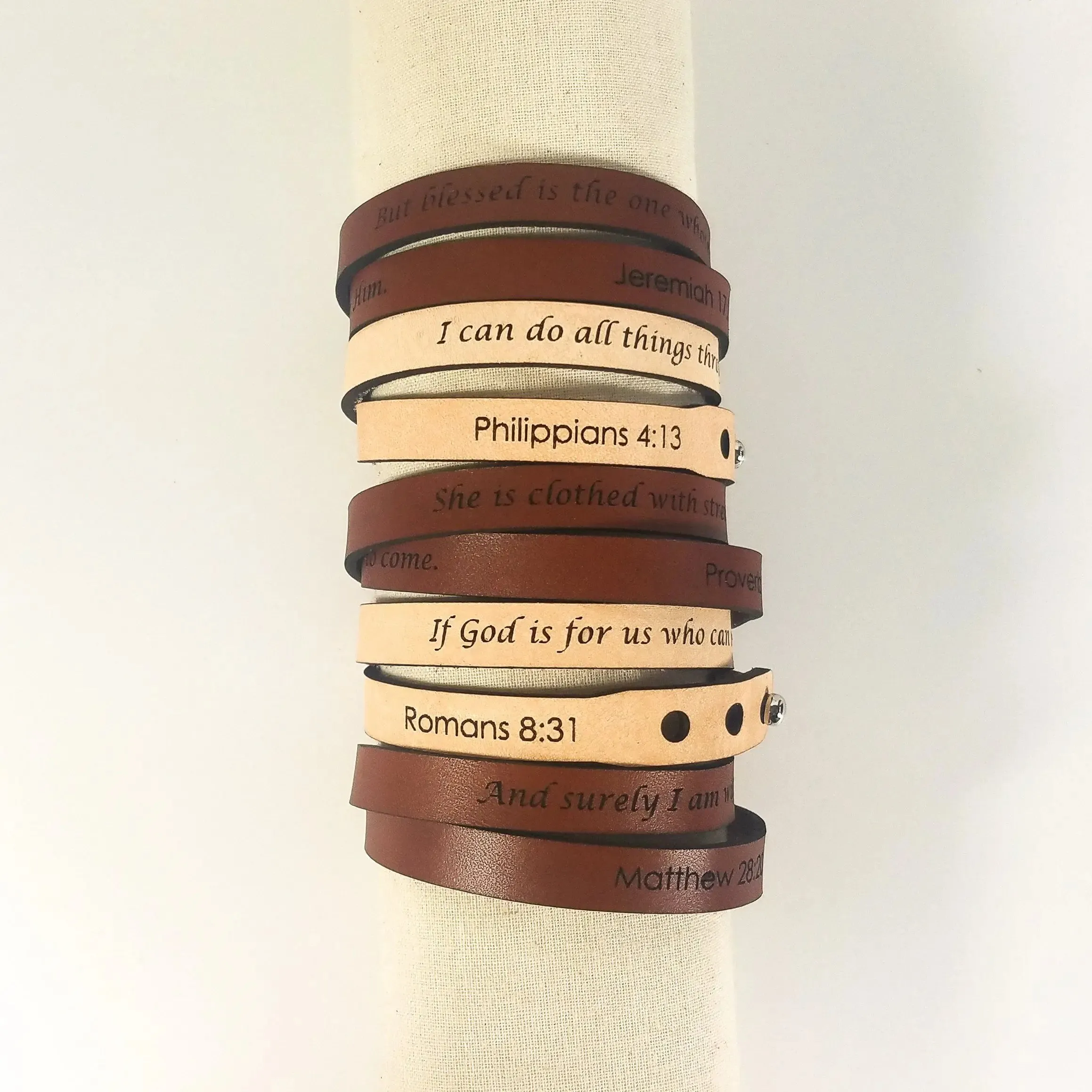 The Leather Word Bracelet™  Proverbs 31:25  double wrap