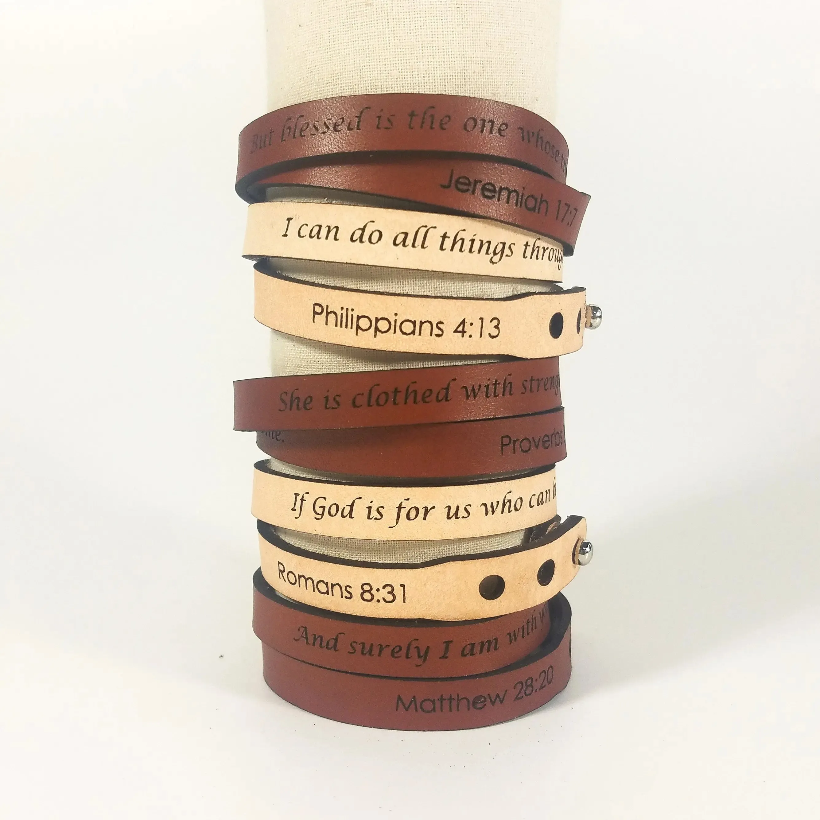 The Leather Word Bracelet™  Proverbs 31:25  double wrap