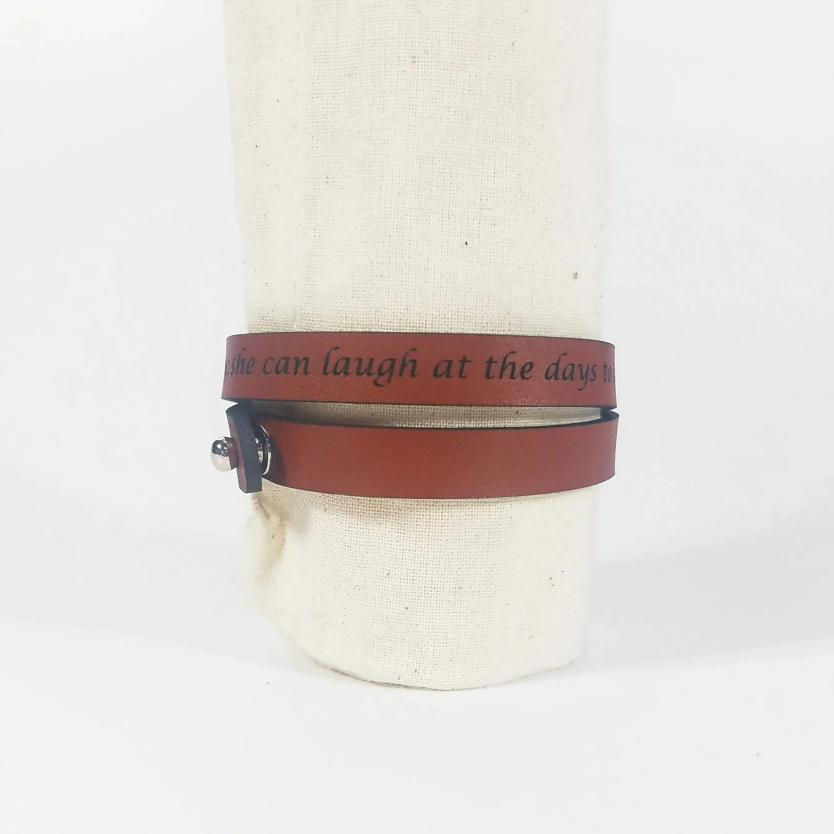 The Leather Word Bracelet™  Proverbs 31:25  double wrap