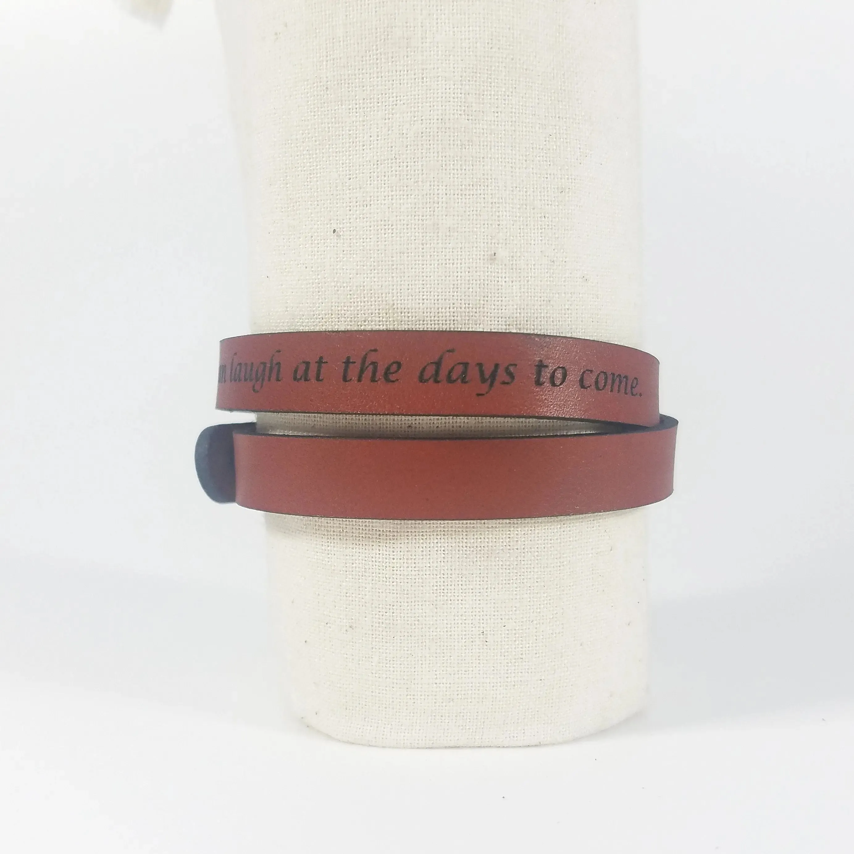 The Leather Word Bracelet™  Proverbs 31:25  double wrap