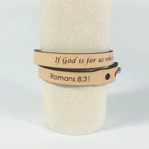 The Leather Word Bracelet™  Romans 8:31  double wrap