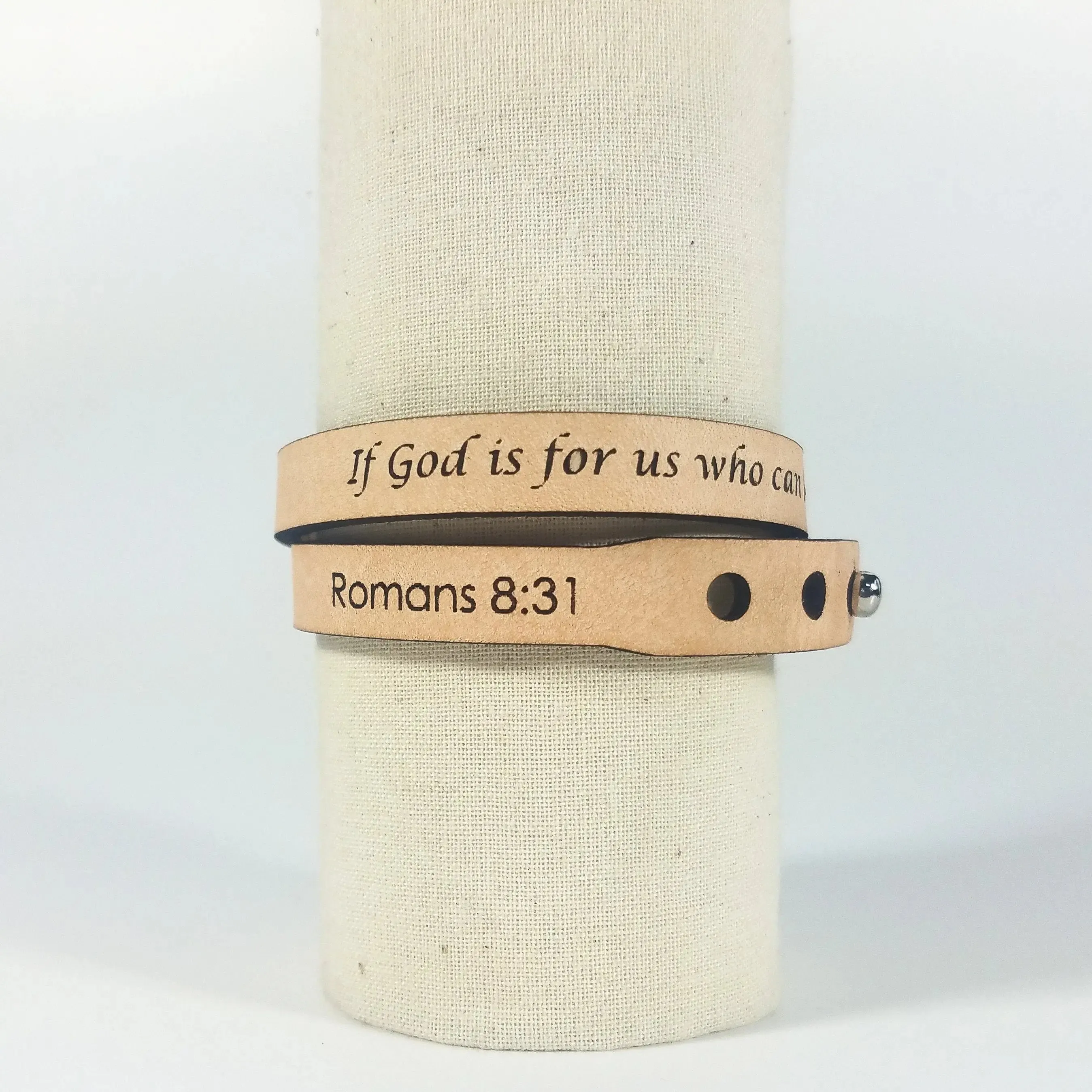 The Leather Word Bracelet™  Romans 8:31  double wrap