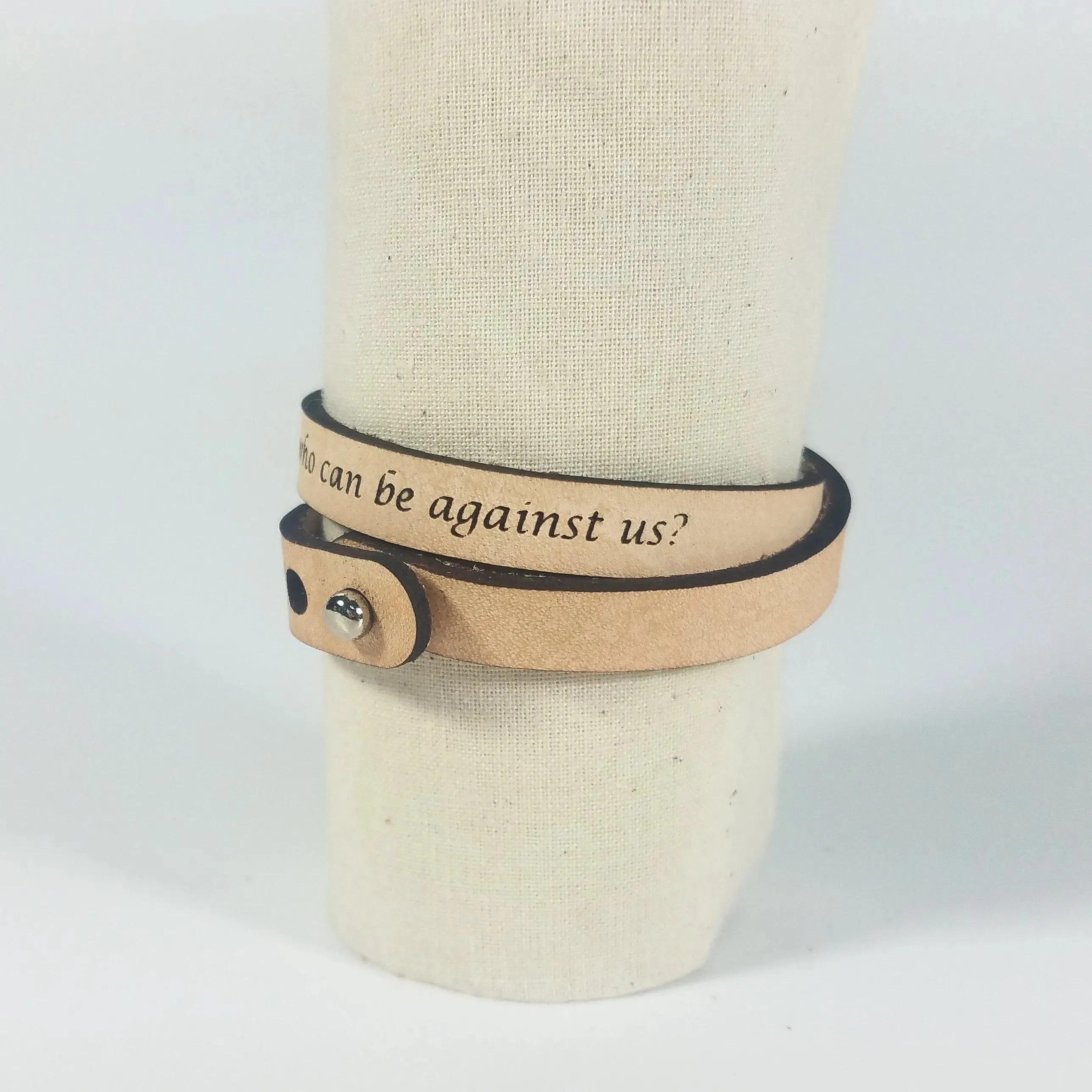 The Leather Word Bracelet™  Romans 8:31  double wrap