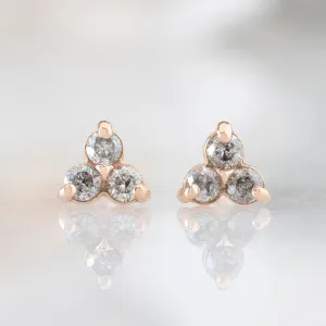 The Salt and Pepper Diamond Cluster Stud Earrings | 14K Yellow Gold
