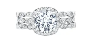 THREE RING STACK WITH BRILLIANT CENTER STONE FINISHED IN PURE PLATINUM
