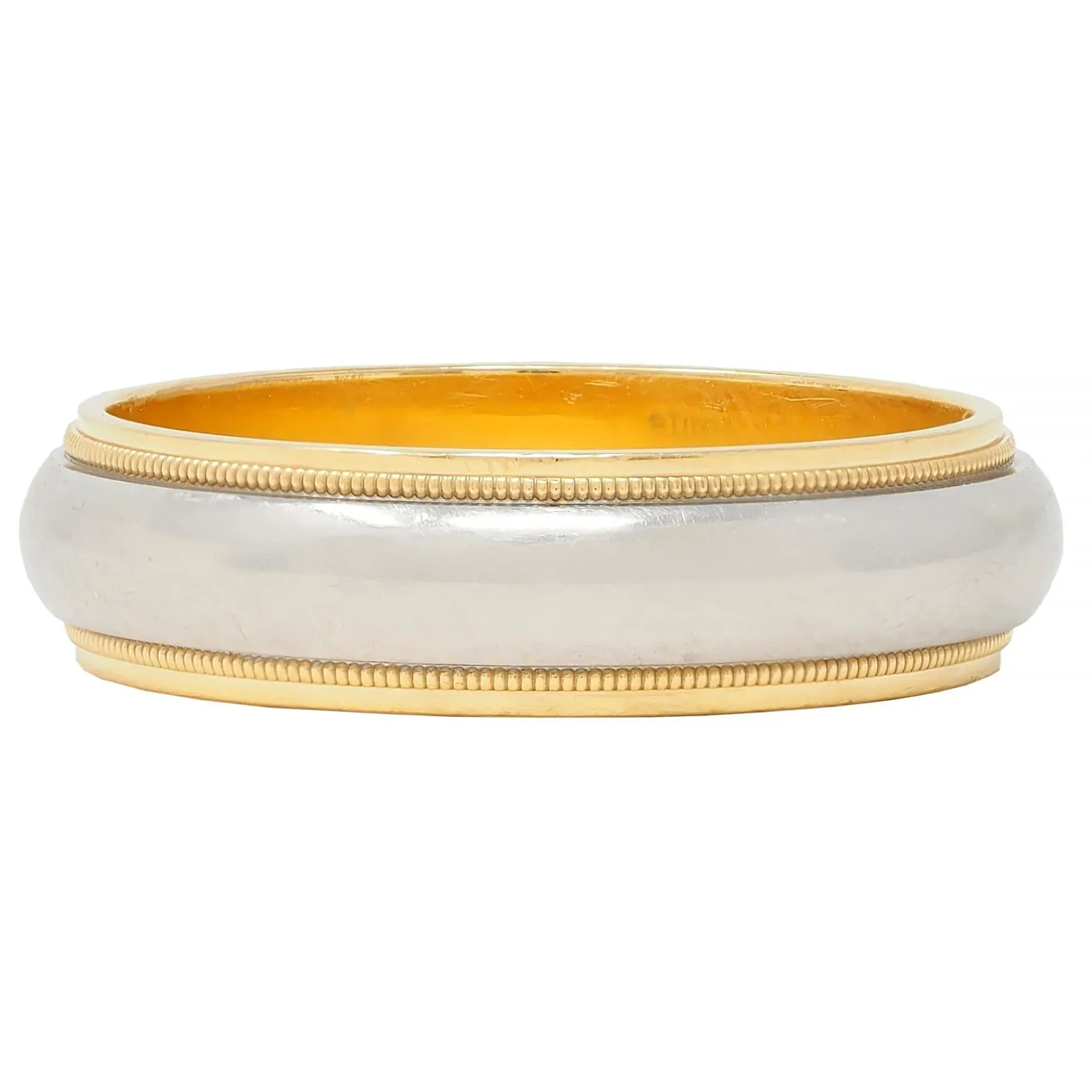 Tiffany & Co. Platinum 18 Karat Yellow Gold Contemporary Unisex Wedding Band Ring