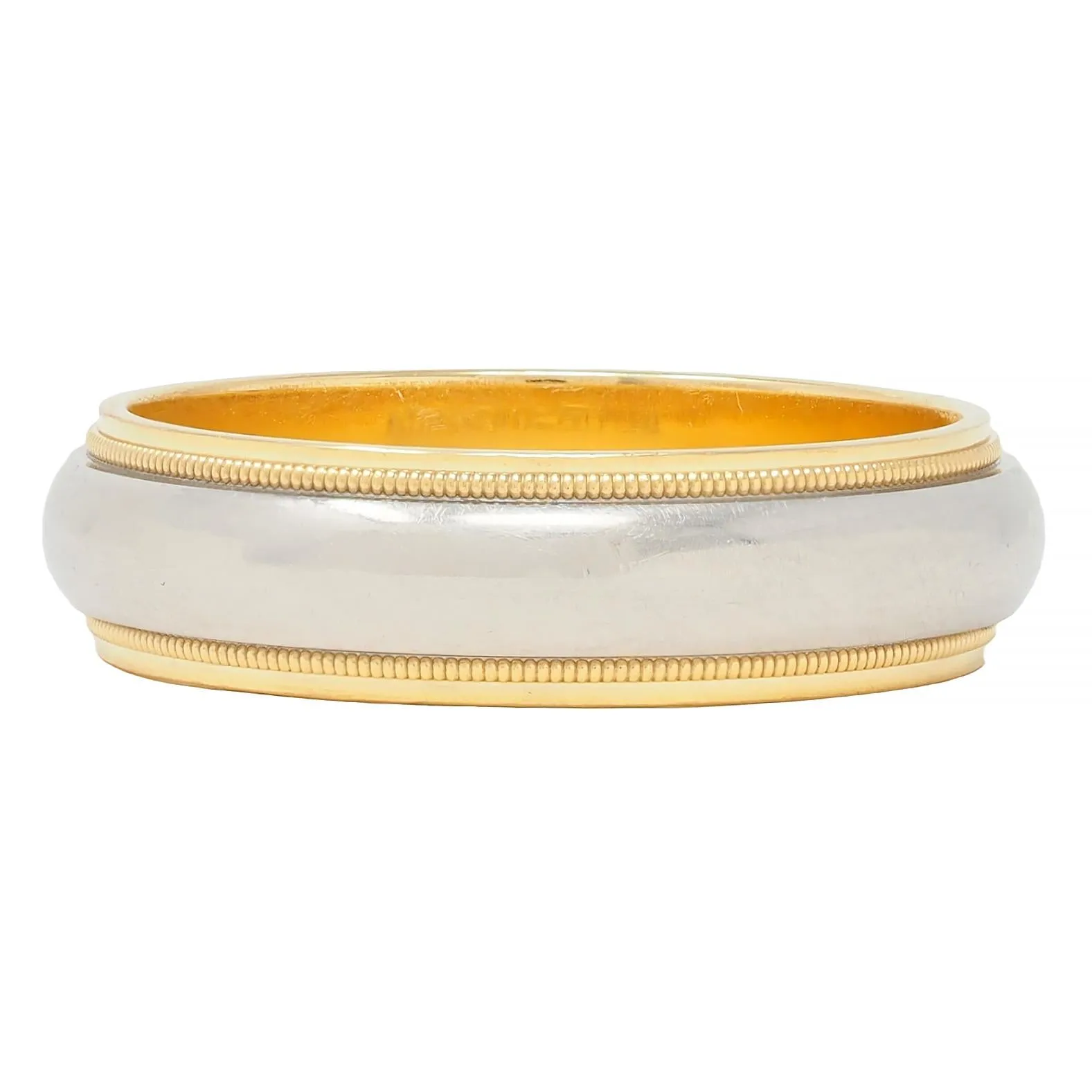 Tiffany & Co. Platinum 18 Karat Yellow Gold Contemporary Unisex Wedding Band Ring