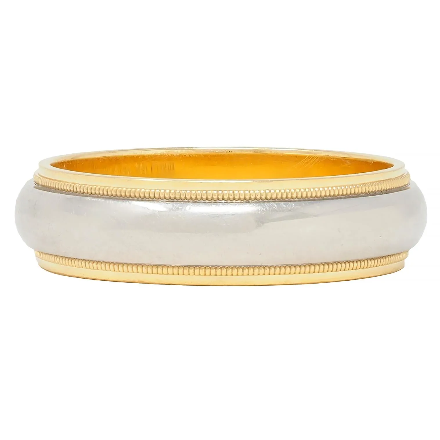 Tiffany & Co. Platinum 18 Karat Yellow Gold Contemporary Unisex Wedding Band Ring