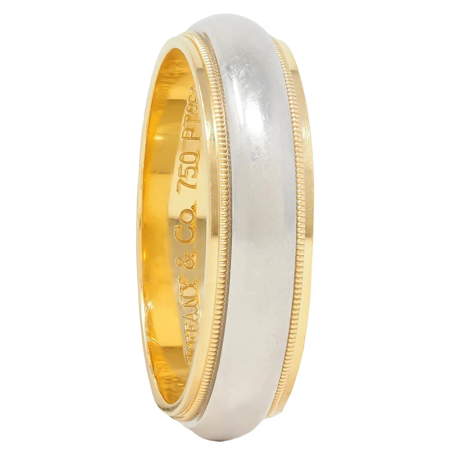 Tiffany & Co. Platinum 18 Karat Yellow Gold Contemporary Unisex Wedding Band Ring