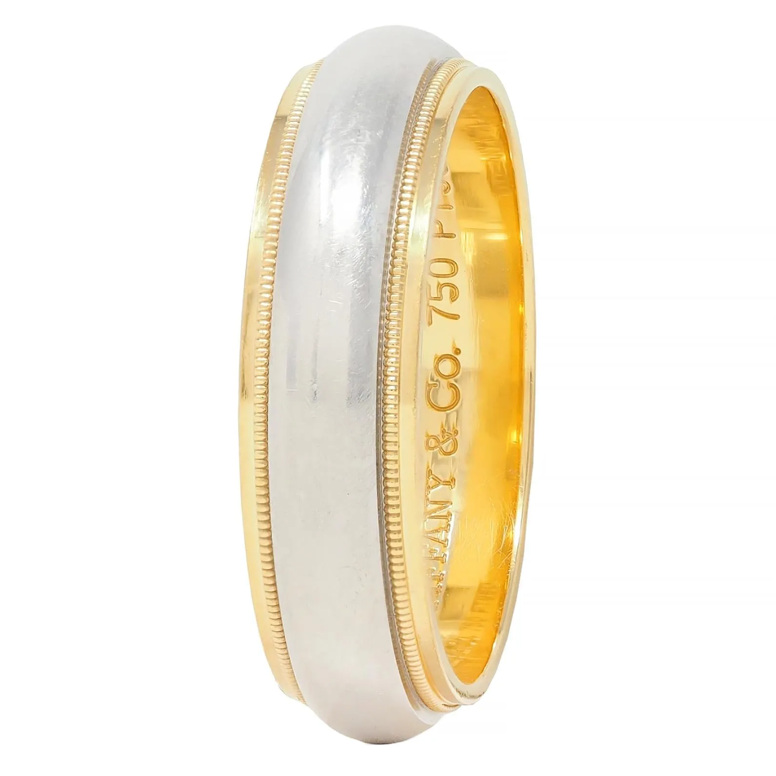 Tiffany & Co. Platinum 18 Karat Yellow Gold Contemporary Unisex Wedding Band Ring