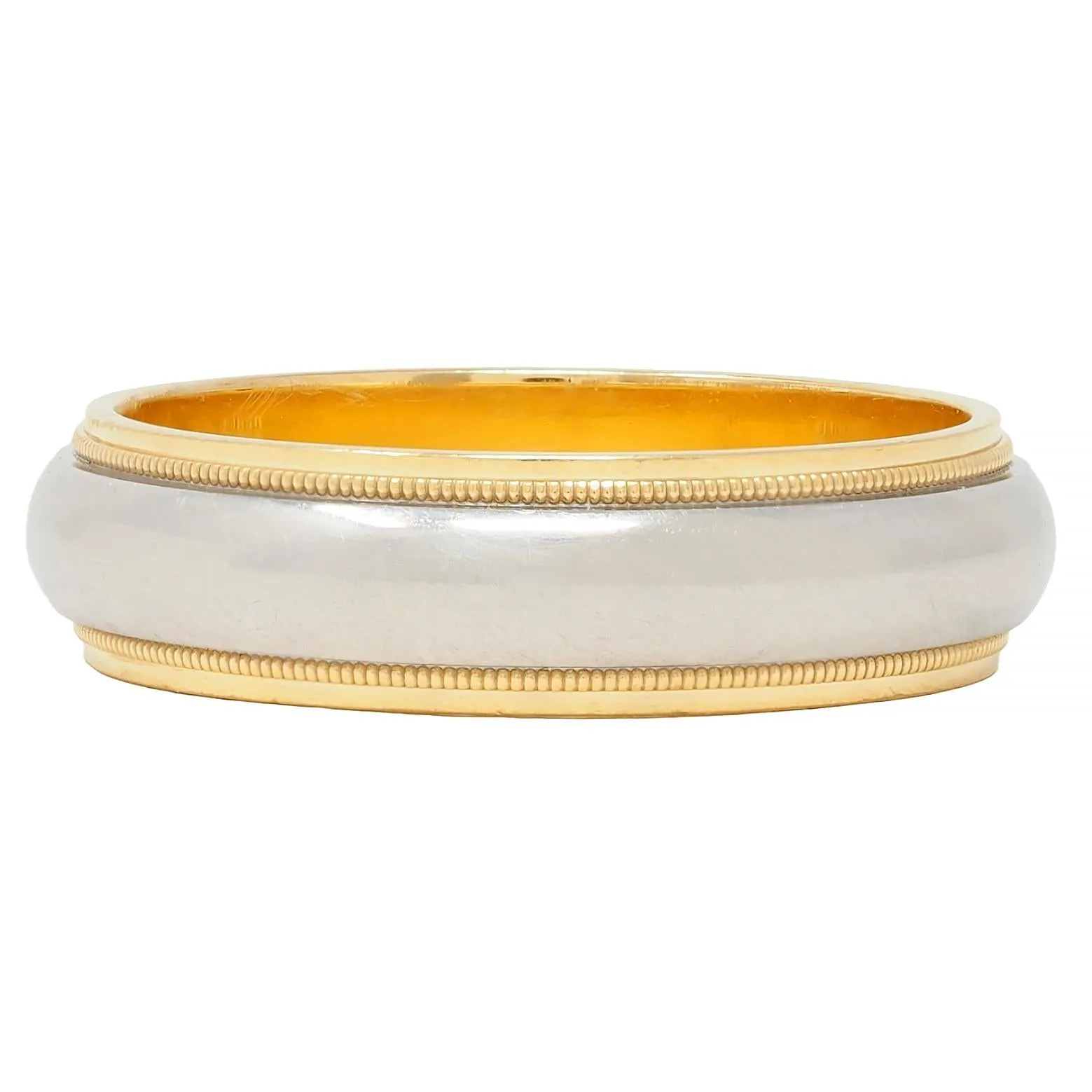 Tiffany & Co. Platinum 18 Karat Yellow Gold Contemporary Unisex Wedding Band Ring