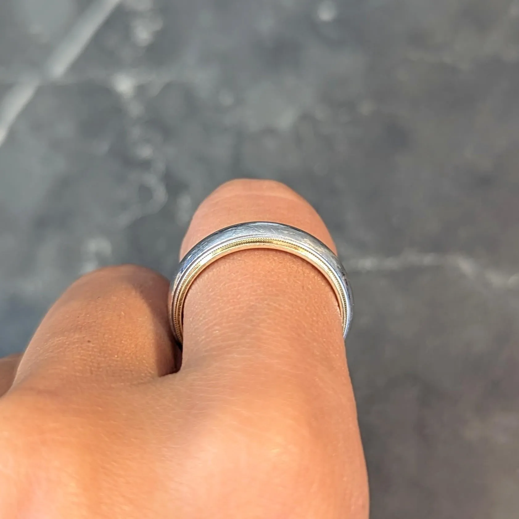 Tiffany & Co. Platinum 18 Karat Yellow Gold Contemporary Unisex Wedding Band Ring