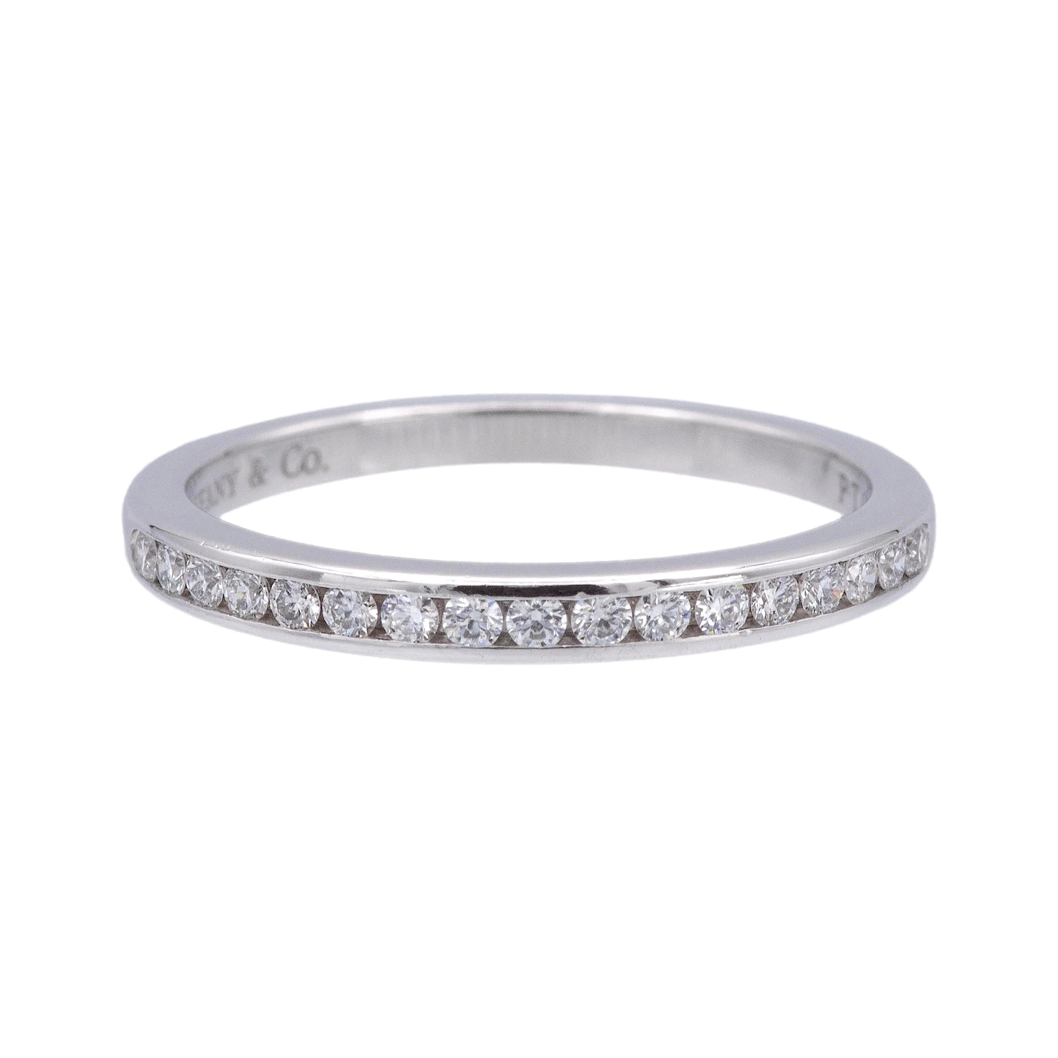 Tiffany & Co Platinum Half Circle Eternity Band Ring .17ct 2 mm Size 6