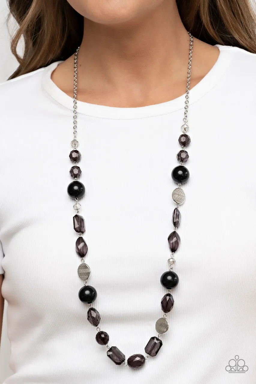 Timelessly Tailored - Black - Oversize Beaded Paparazzi Necklace