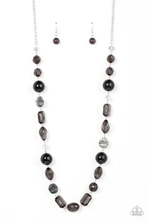 Timelessly Tailored - Black - Oversize Beaded Paparazzi Necklace
