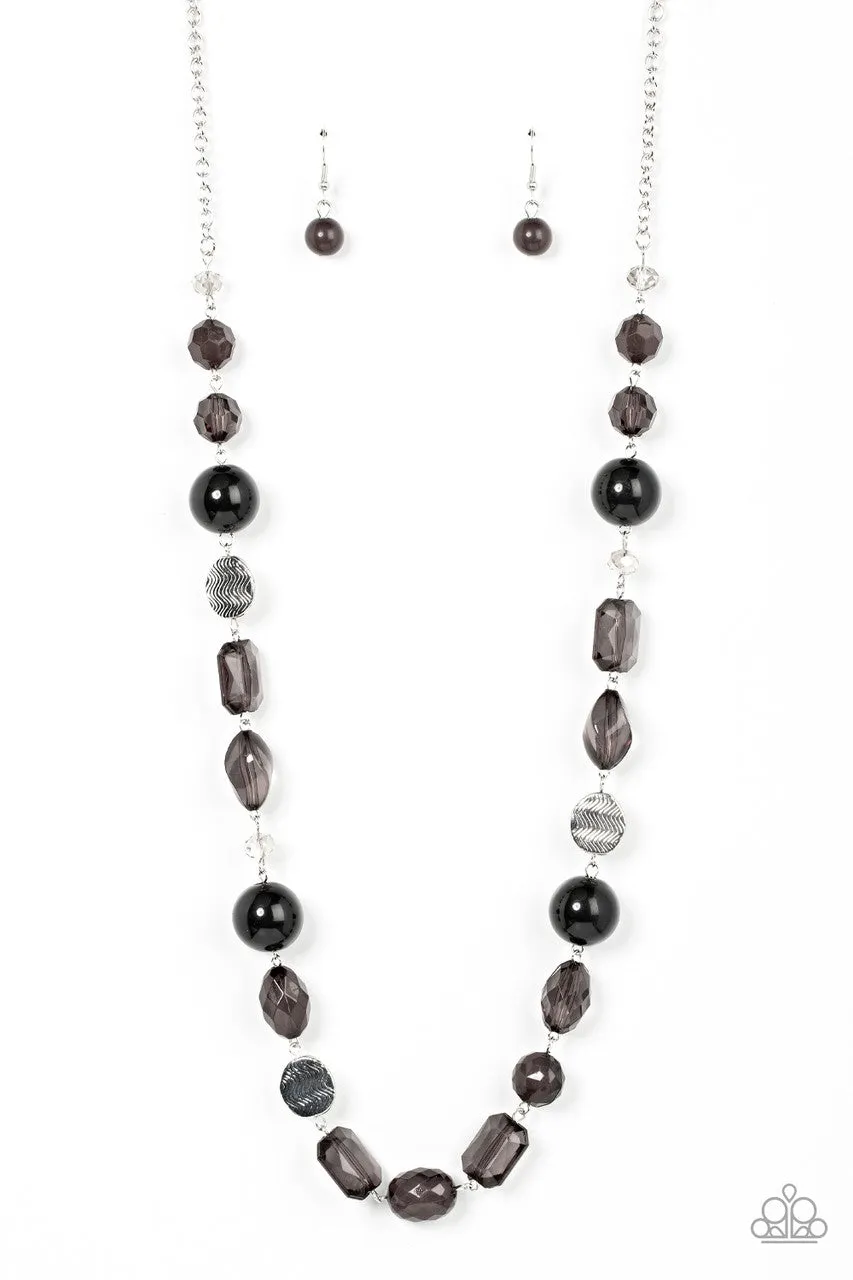 Timelessly Tailored - Black - Oversize Beaded Paparazzi Necklace