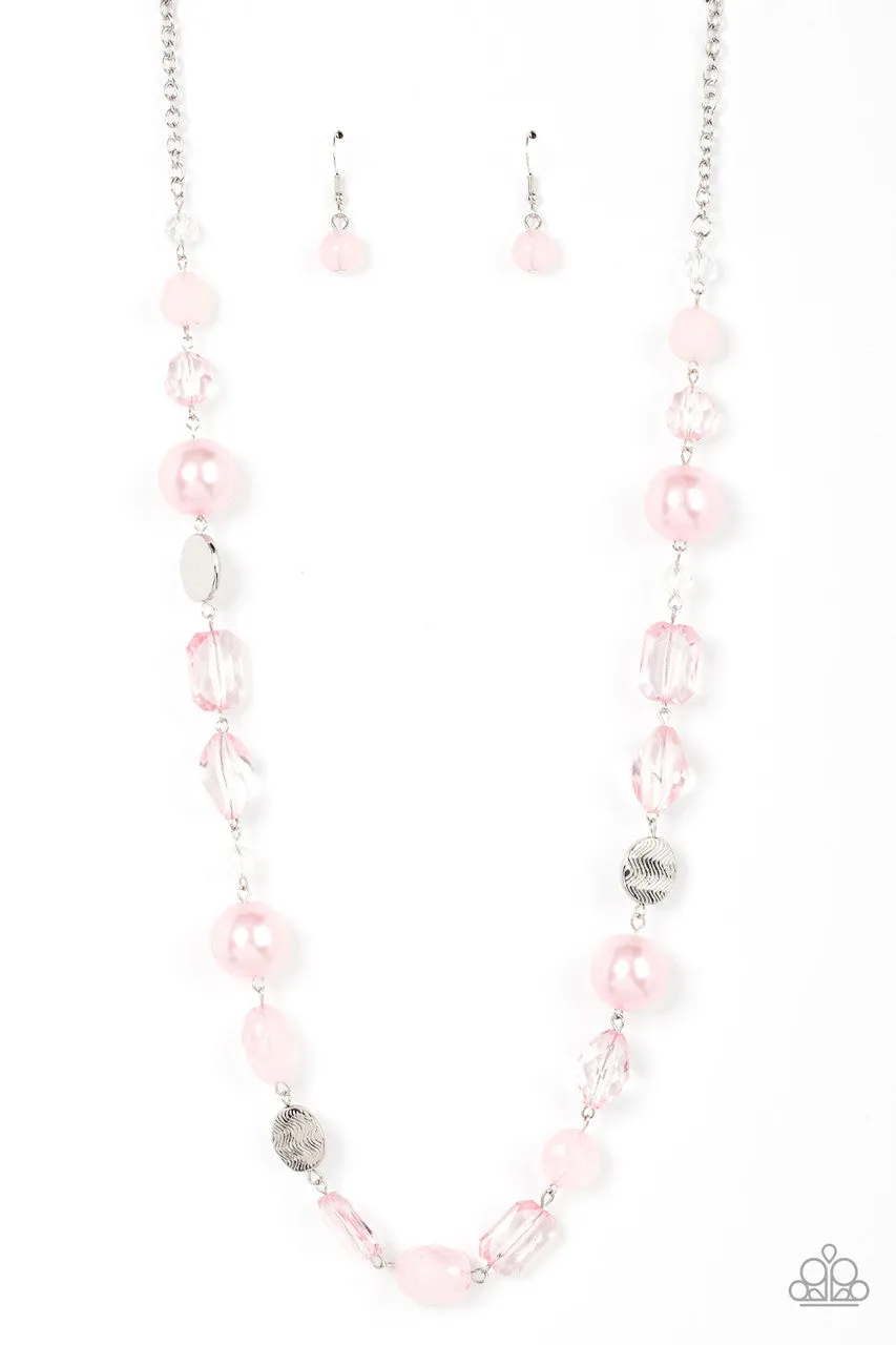 Timelessly Tailored - Pink - Oversize Pearl and Beaded Paparazzi Necklace
