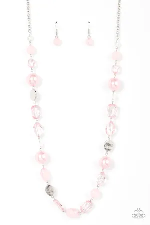 Timelessly Tailored - Pink - Oversize Pearl and Beaded Paparazzi Necklace