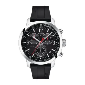 Tissot PRC 200 Black Silicon Strap Black Dial Quartz Watch for Gents - T114.417.17.057.00