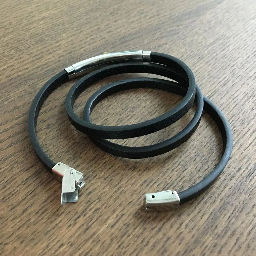 Trendy Genuine Leather Stainless Steel Cross Bracelets for Men, Double Layer Wristband, Jewelry Gift
