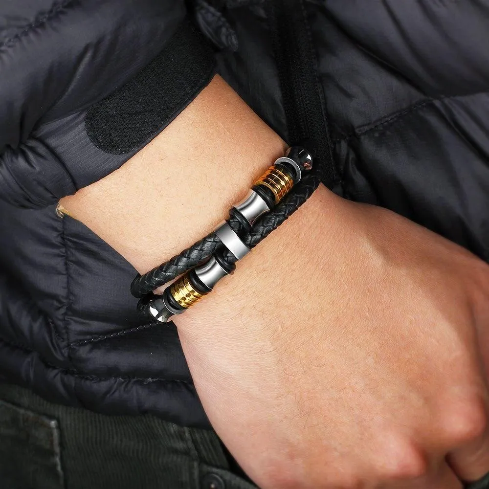 Trendy Stainless Steel Men Bracelet Wrap Wristband For Men Classic Bracelet Men Bangle Jewelry Best Man Gifts