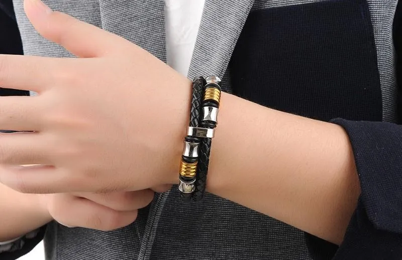 Trendy Stainless Steel Men Bracelet Wrap Wristband For Men Classic Bracelet Men Bangle Jewelry Best Man Gifts