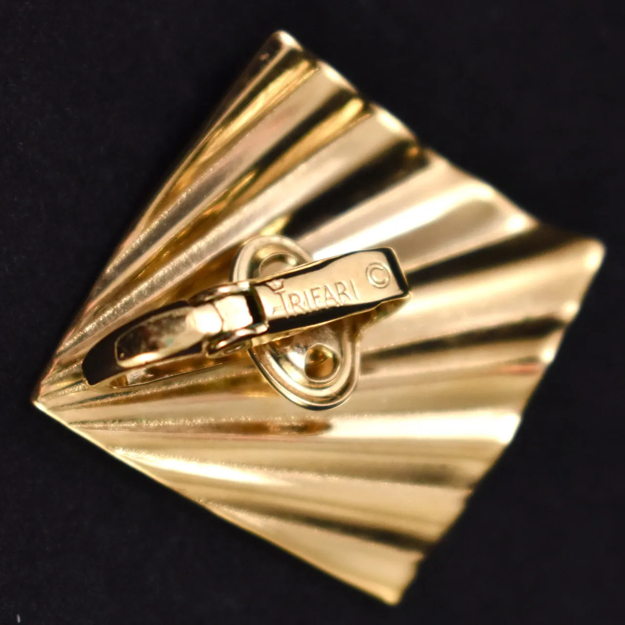 Trifari Gold Fan Earrings