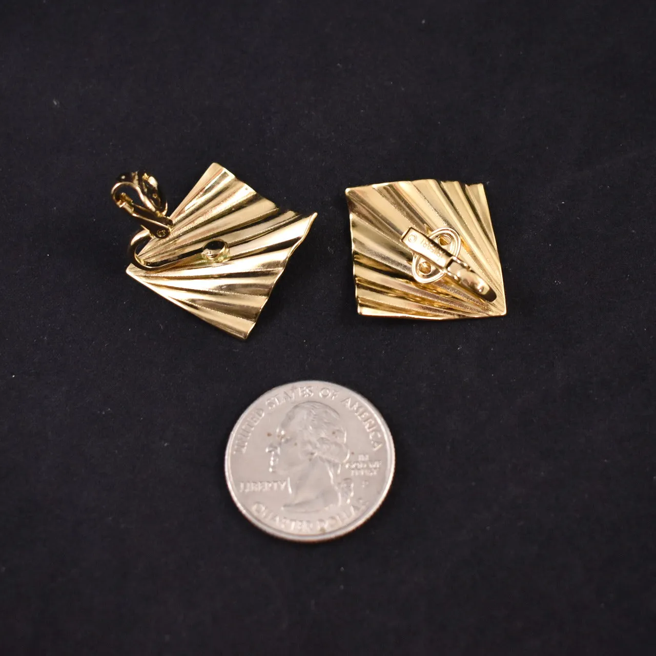 Trifari Gold Fan Earrings