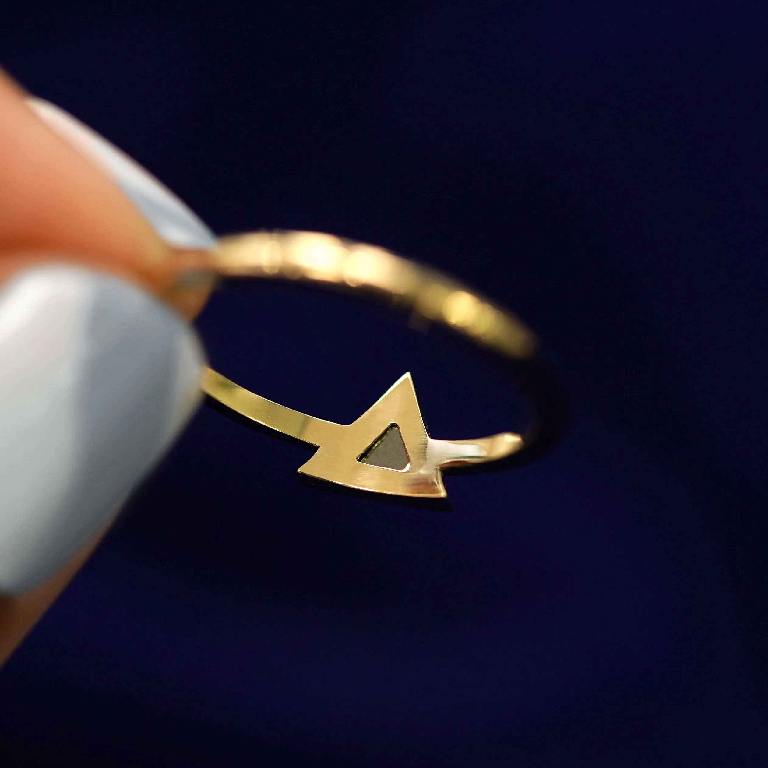Trillion Black Diamond Ring