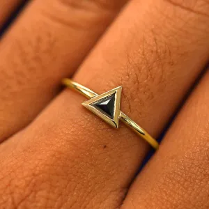Trillion Black Diamond Ring