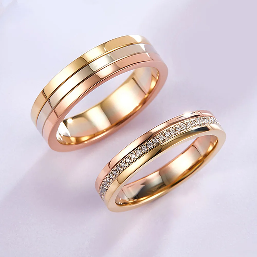Trinity Diamond Wedding Matching Couple Rings