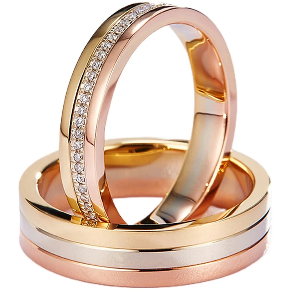 Trinity Diamond Wedding Matching Couple Rings