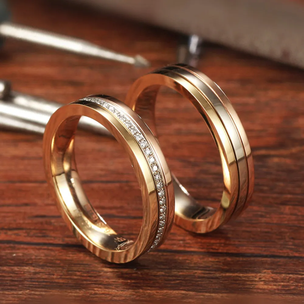 Trinity Diamond Wedding Matching Couple Rings