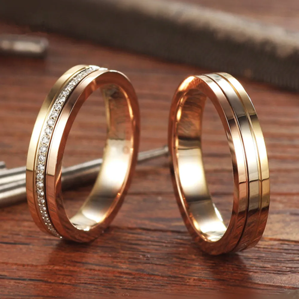 Trinity Diamond Wedding Matching Couple Rings