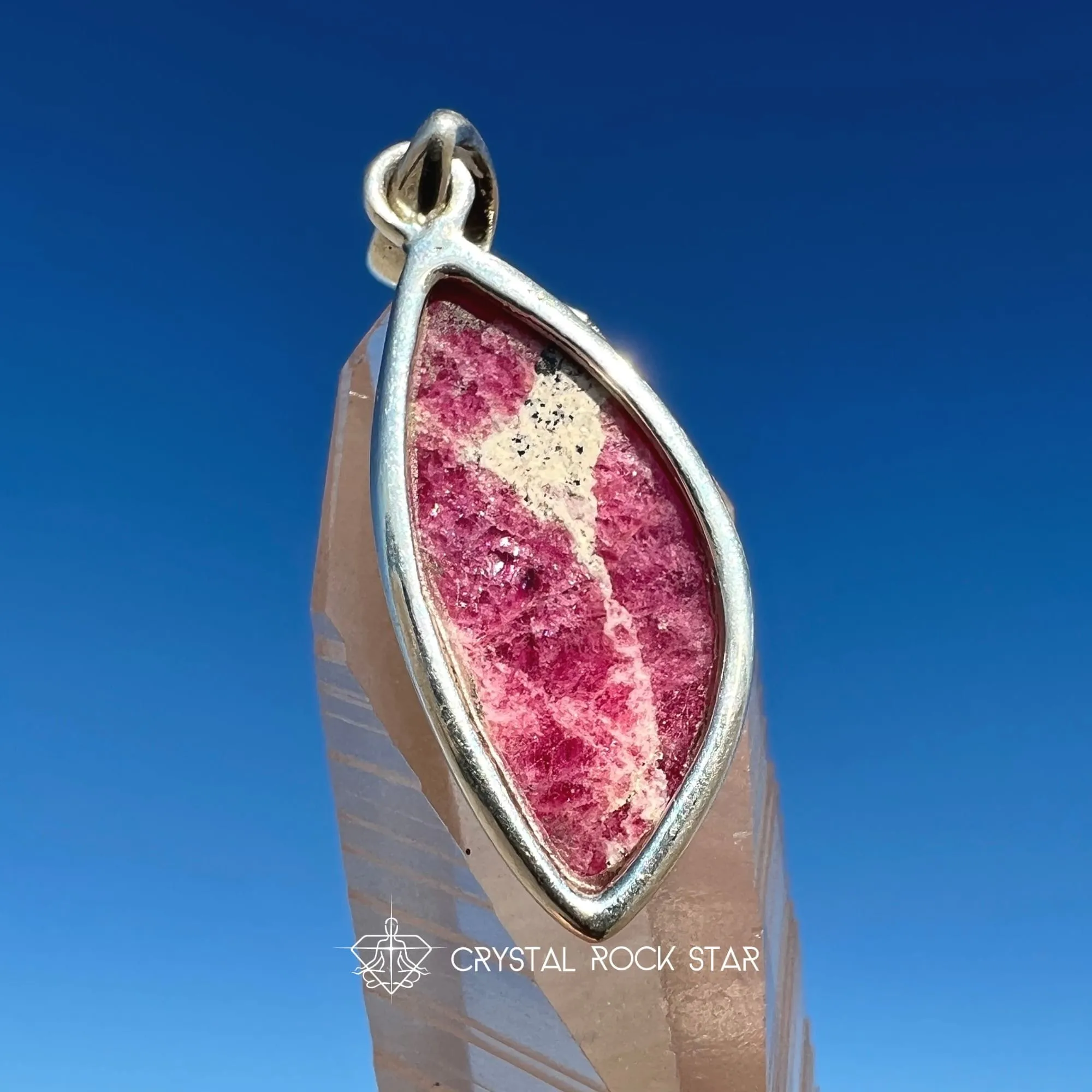 Tugtupite Fluorescent Pink Petal Pendant