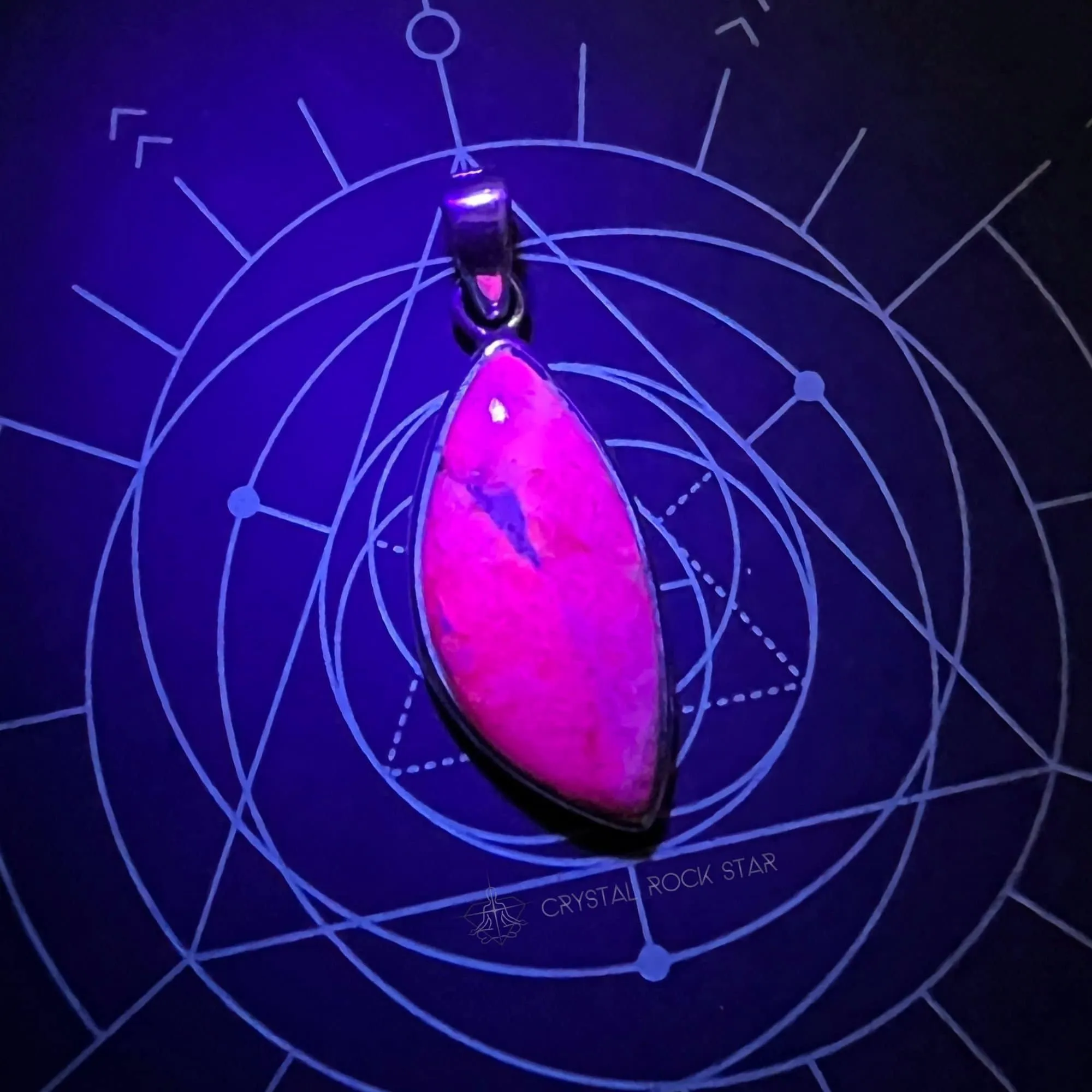 Tugtupite Fluorescent Pink Petal Pendant