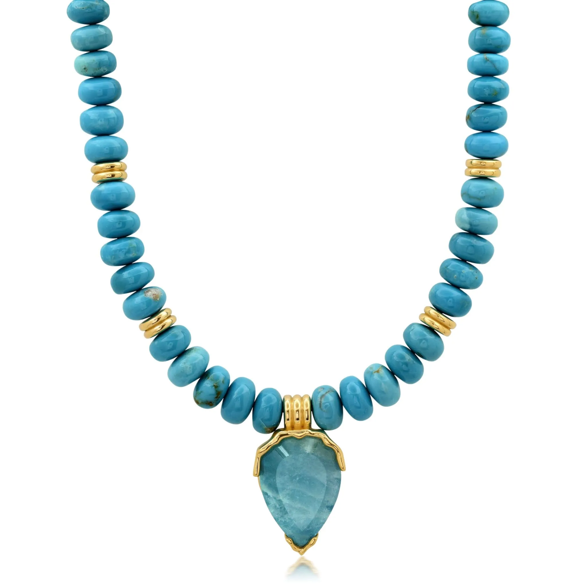 Turquoise   Aquamarine Triple Orbit Necklace