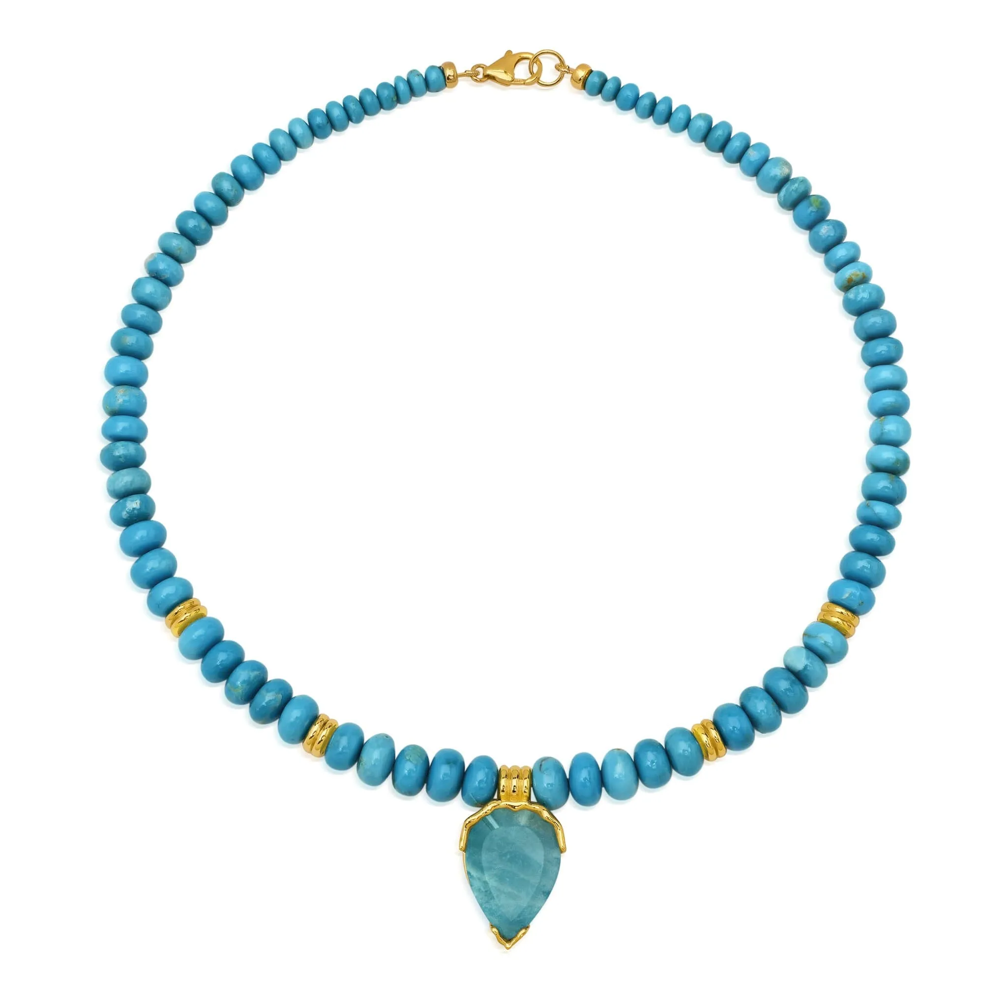 Turquoise   Aquamarine Triple Orbit Necklace