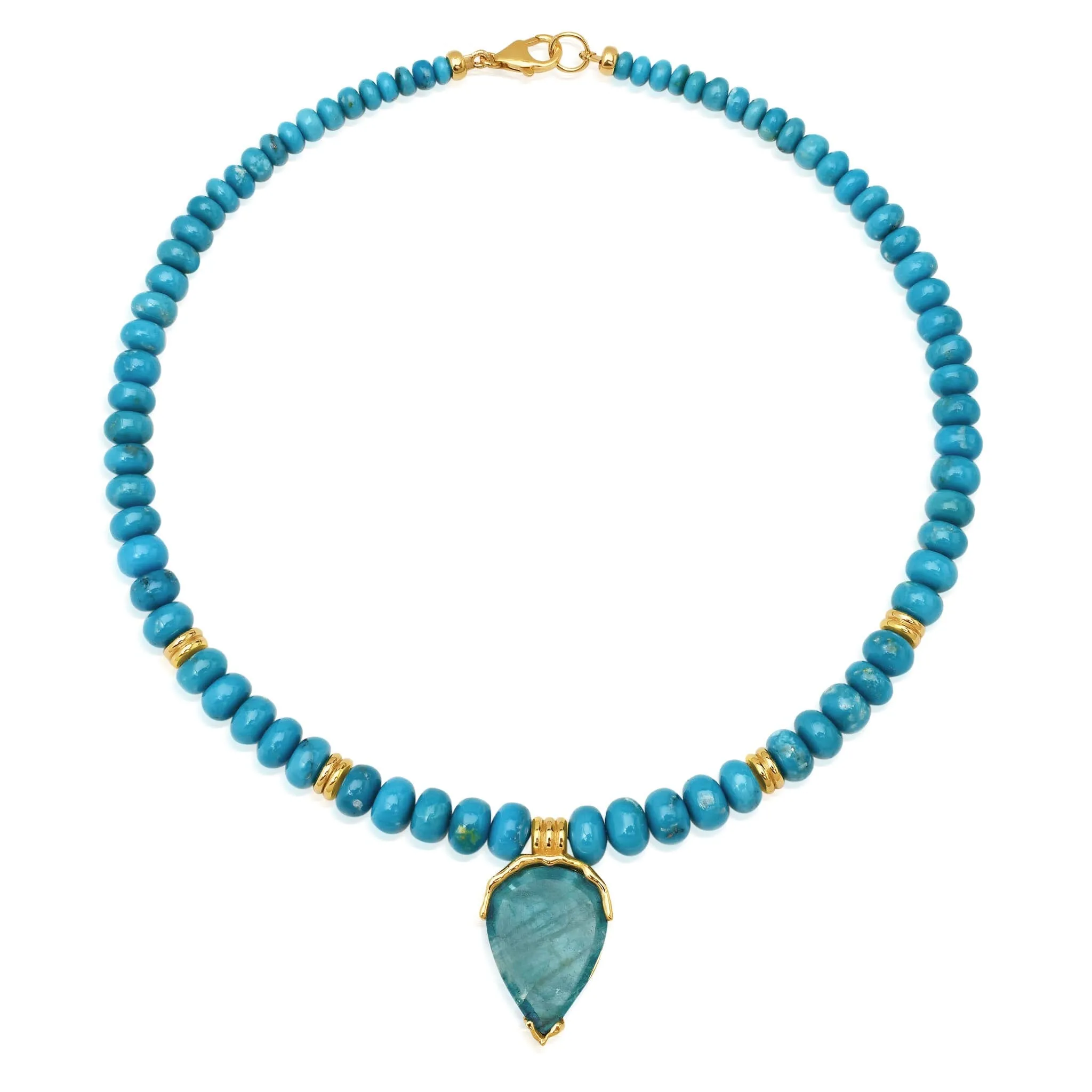 Turquoise   Aquamarine Triple Orbit Necklace