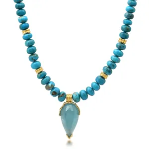 Turquoise   Aquamarine Triple Orbit Necklace