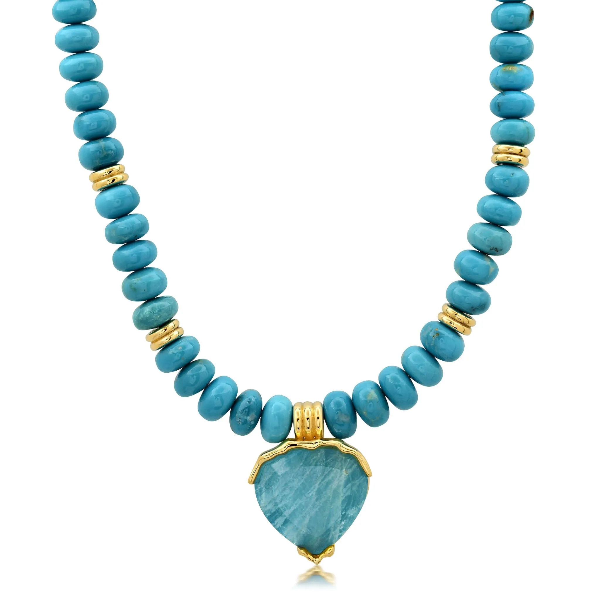 Turquoise   Aquamarine Triple Orbit Necklace