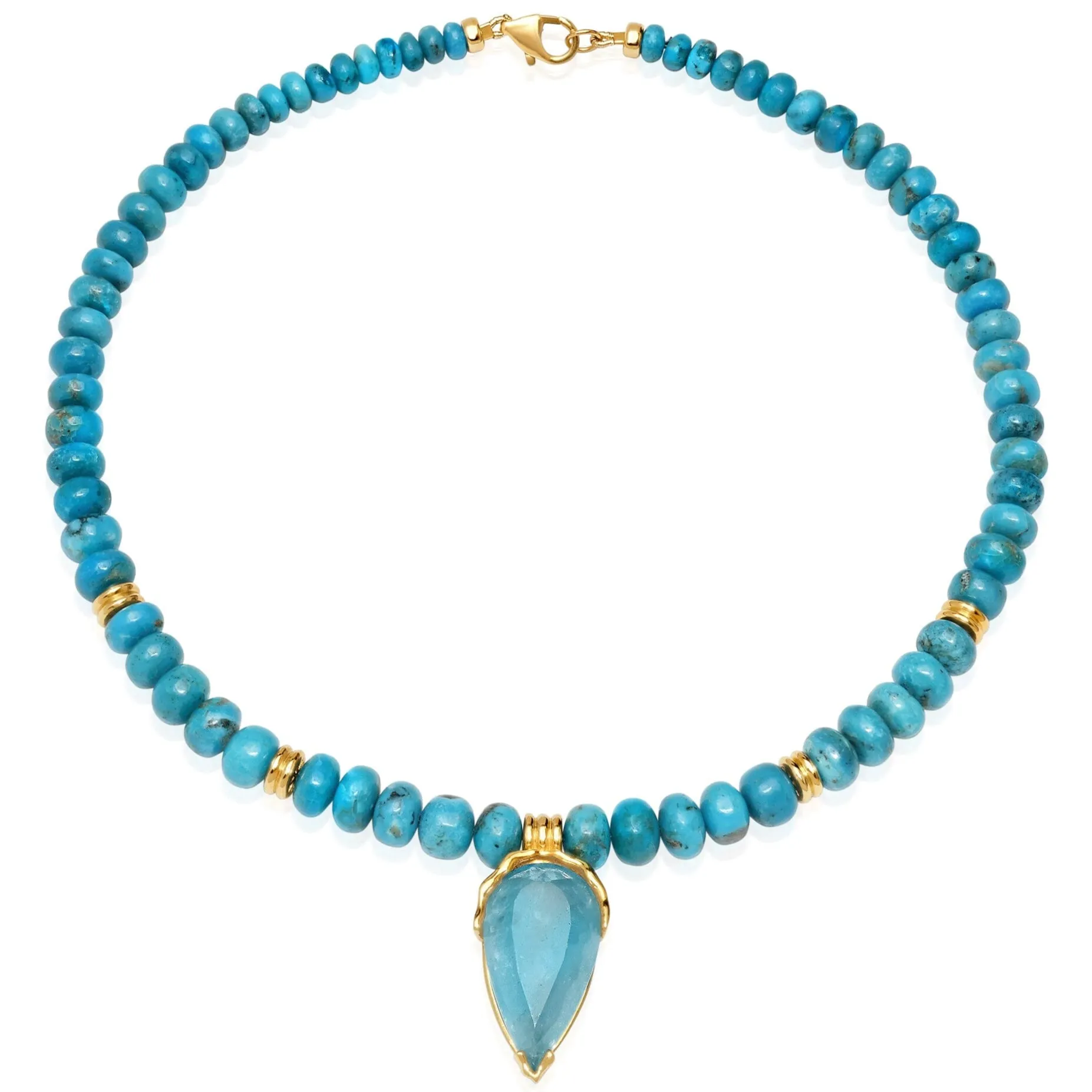 Turquoise   Aquamarine Triple Orbit Necklace