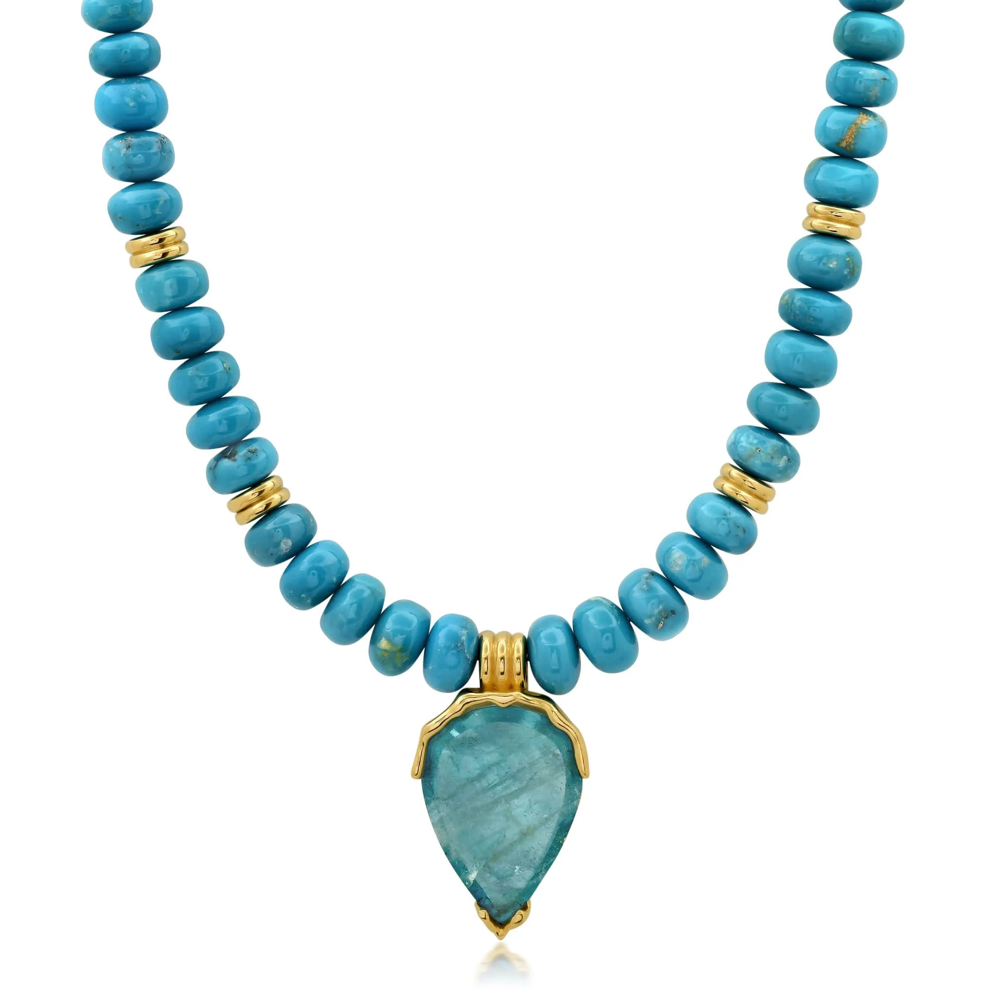 Turquoise   Aquamarine Triple Orbit Necklace