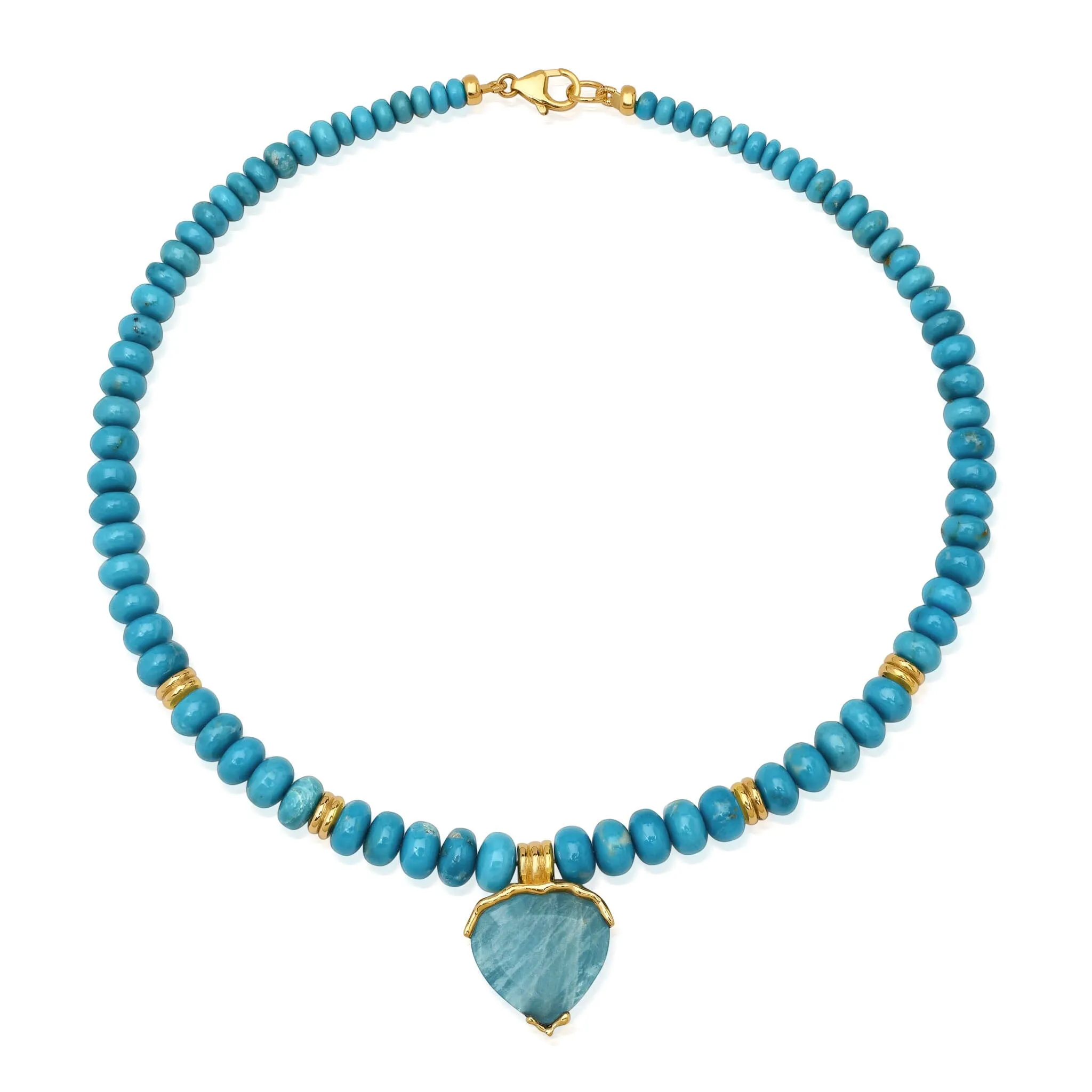Turquoise   Aquamarine Triple Orbit Necklace
